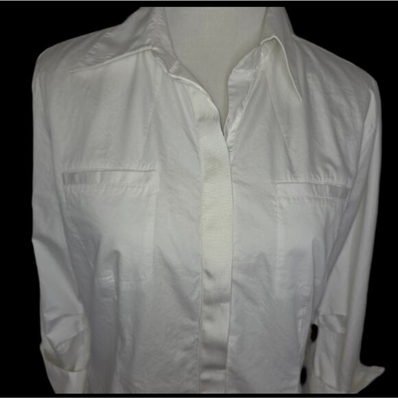 CAbi Style 352 Button Down French Cuff Tunic Sz Large in White - Picture 6 of 9